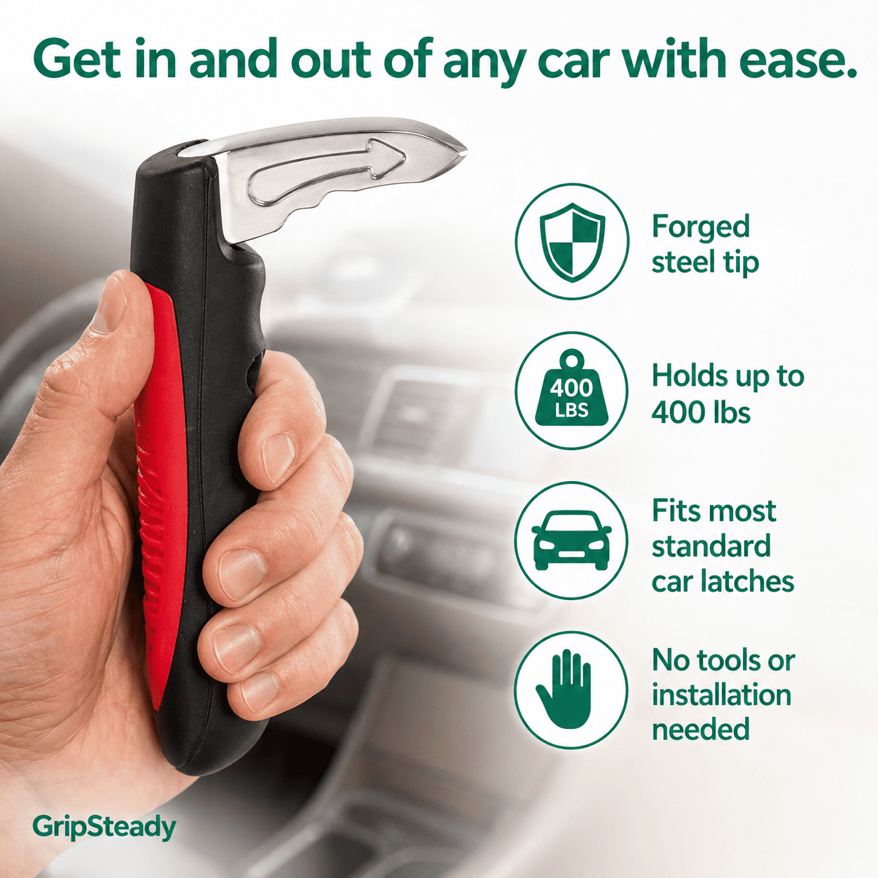 GripSteady — Car Door Assist Handle. Fits Any Car. Safe Exit Every Time.