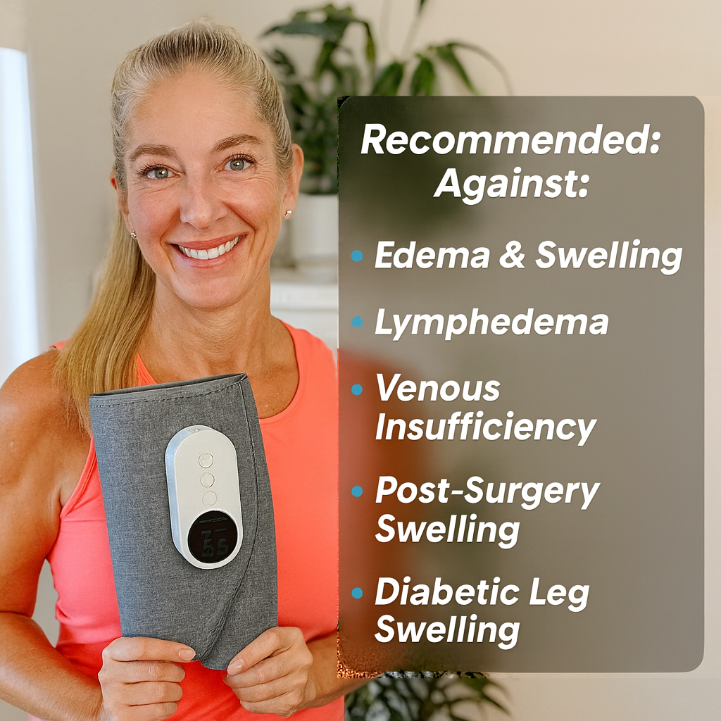 Revivo Leg Massager features and benefits diagram